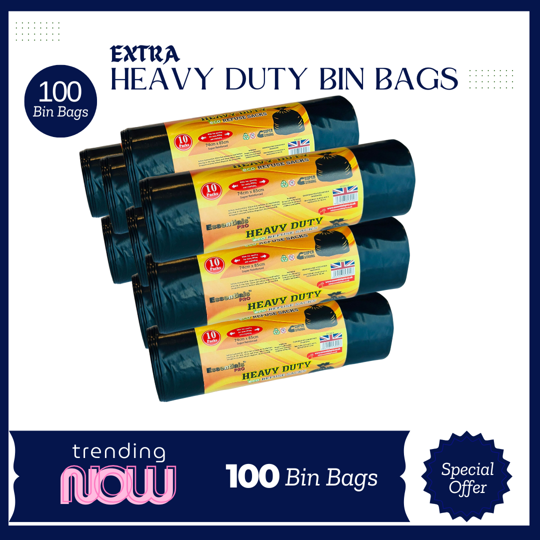 10 Extra Heavy Duty Refuse Sacks – 85L Capacity