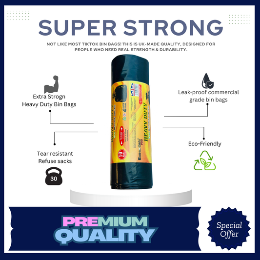 10 Extra Heavy Duty Refuse Sacks – 85L Capacity